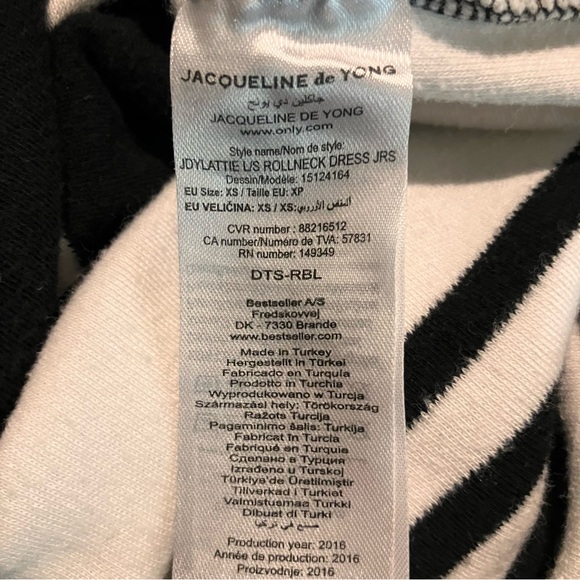 Jacqueline De Young Black and White Striped Turtle Neck Cotton Sweater Dress XS - Picture 12 of 13